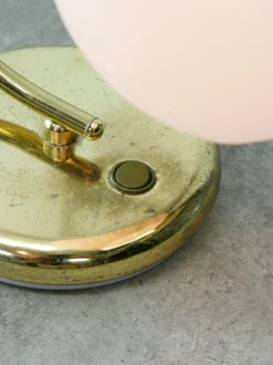 Best Pamono Vintage Italian Table Lamp in Brass and Opaline