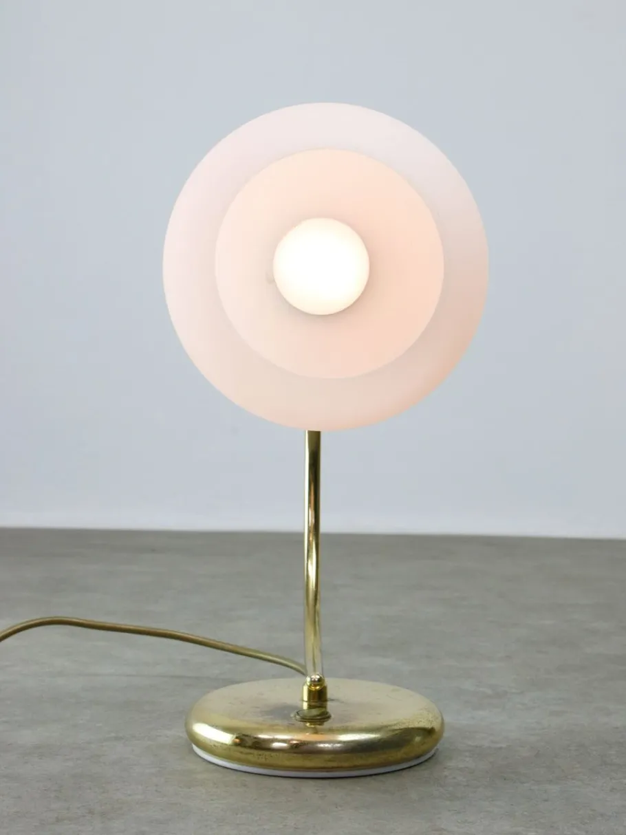 Best Pamono Vintage Italian Table Lamp in Brass and Opaline