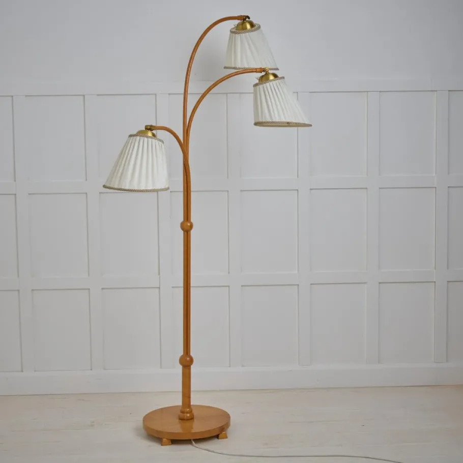 Outlet Pamono Vintage Modern Scandinavian Swedish Floor Lamp with Three Light Sources, 1940s