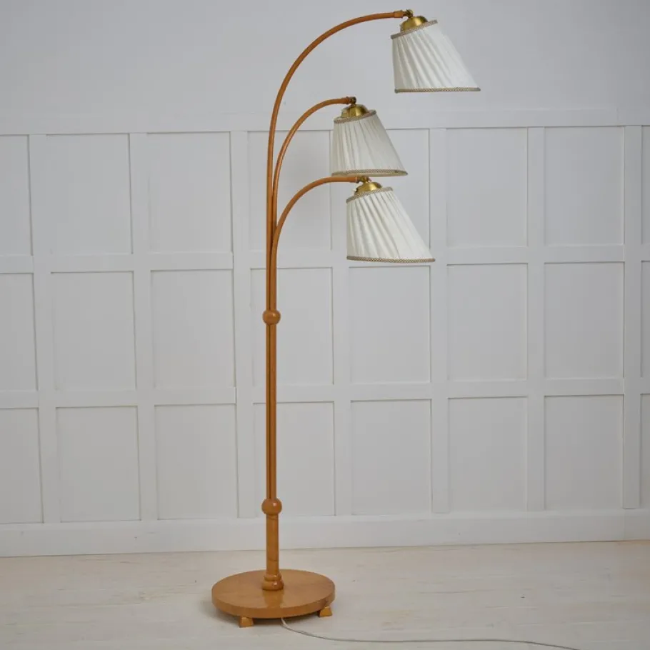 Outlet Pamono Vintage Modern Scandinavian Swedish Floor Lamp with Three Light Sources, 1940s