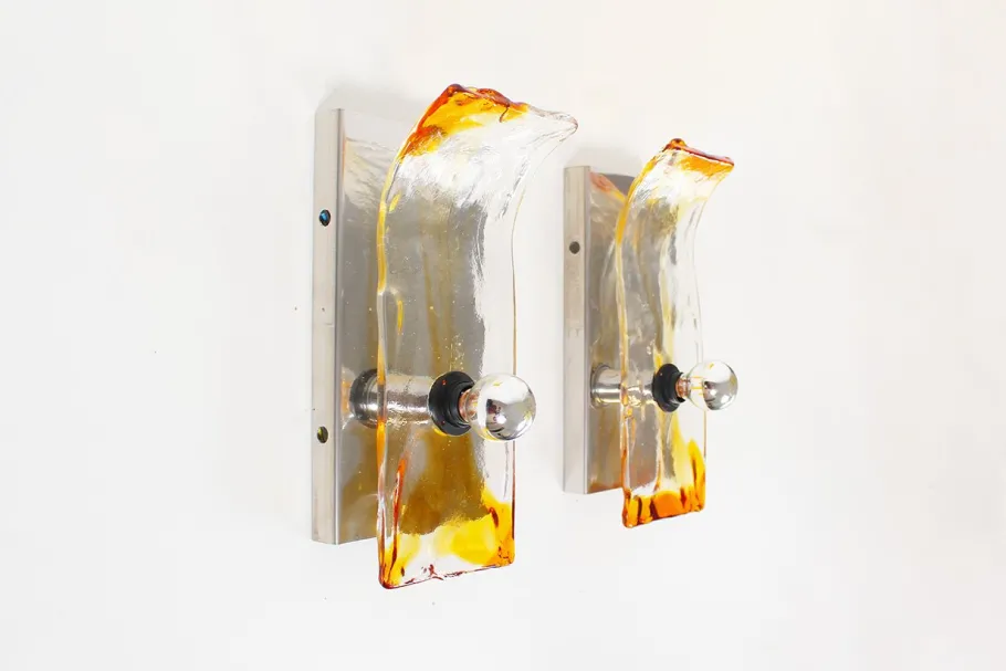 Sale Pamono Vintage Murano Glass Wall Sconces from AV Mazzega, 1970s, Set of 2