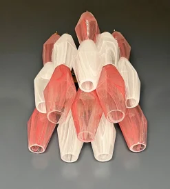 Sale Pamono Vintage Murano Italian Poliedri White and Pink Albaster Wall Sconces, 1990, Set of 2