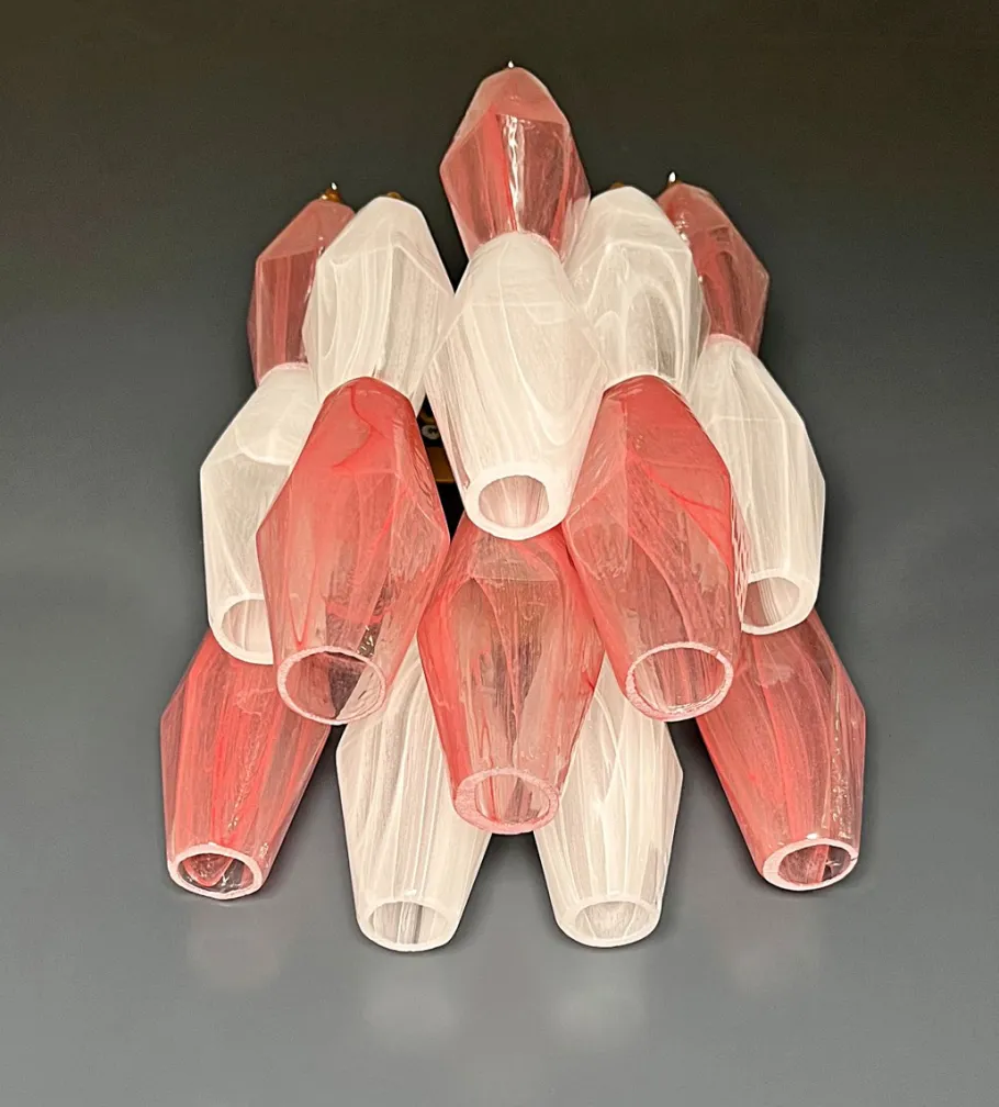 Sale Pamono Vintage Murano Italian Poliedri White and Pink Albaster Wall Sconces, 1990, Set of 2