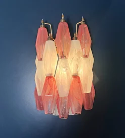 Sale Pamono Vintage Murano Italian Poliedri White and Pink Albaster Wall Sconces, 1990, Set of 2