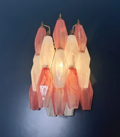 Sale Pamono Vintage Murano Italian Poliedri White and Pink Albaster Wall Sconces, 1990, Set of 2