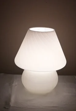 Sale Pamono Vintage Mushroom-Shaped Table Lamp in White Opaque Glass, 1980s