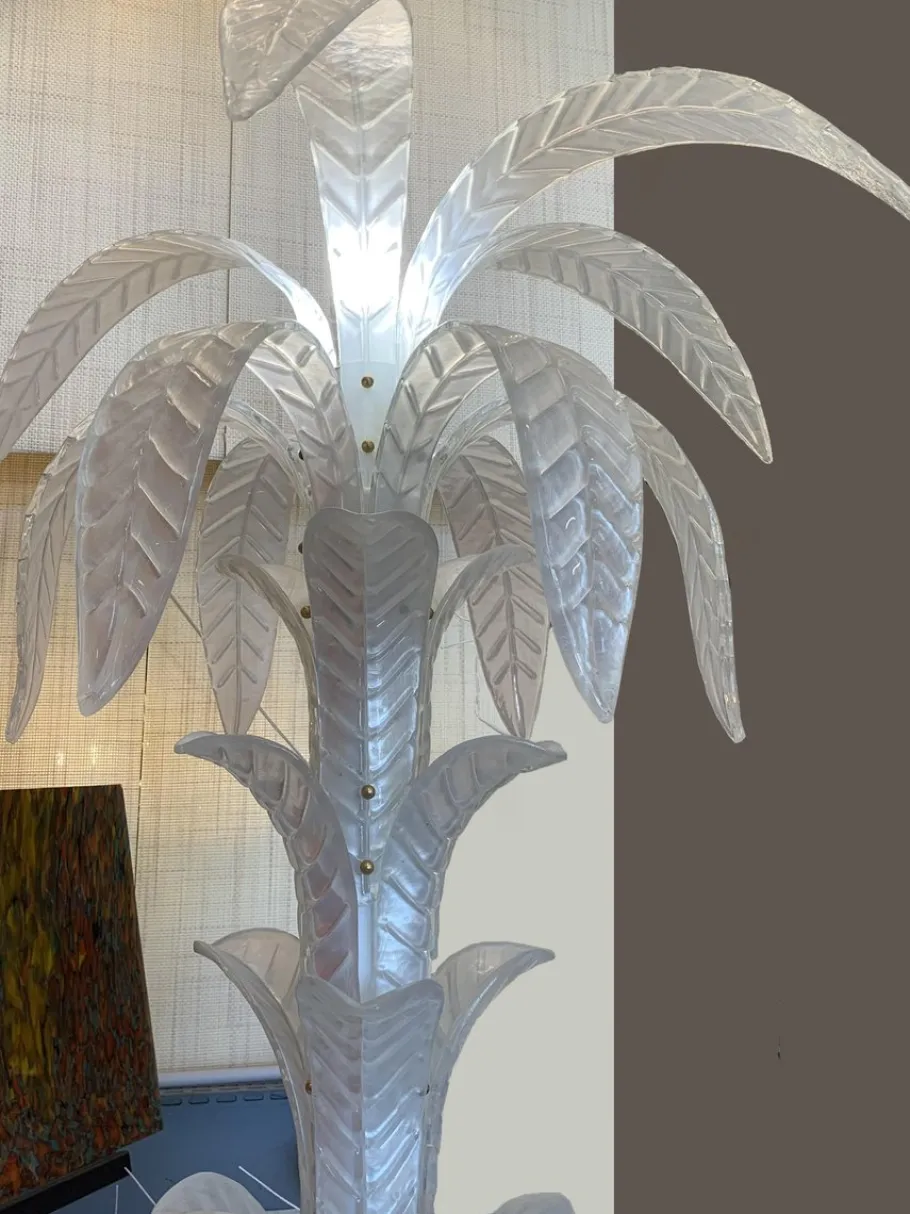 Outlet Pamono Vintage Opalino Palm Tree Murano Glass Floor Lamp from Simoeng