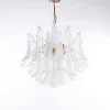 Discount Pamono Vintage Petal Chandelier in Clear and White Murano Glass, Italy, 1970s