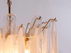 Discount Pamono Vintage Petal Chandelier in Clear and White Murano Glass, Italy, 1970s