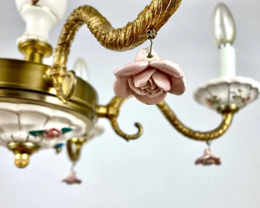 Sale Pamono Vintage Porcelain Chandelier & Sconces, Italy, Set of 3