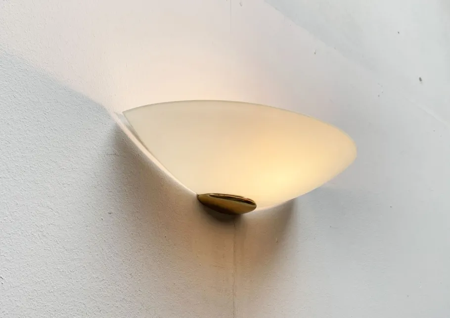 Sale Pamono Vintage Postmodern Glass Wall Lamp Sconce from Metalarte, 1980s