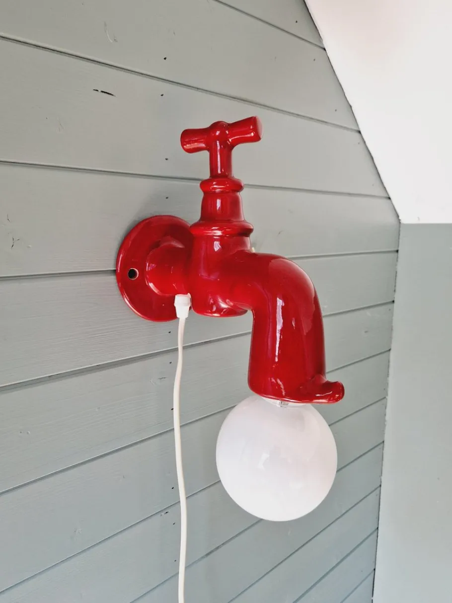 Sale Pamono Vintage Red Ceramic Wall Light in the Shape of a Faucet, 1970s