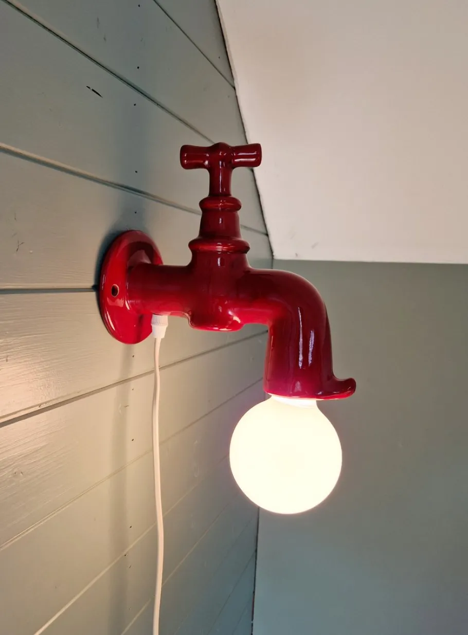 Sale Pamono Vintage Red Ceramic Wall Light in the Shape of a Faucet, 1970s