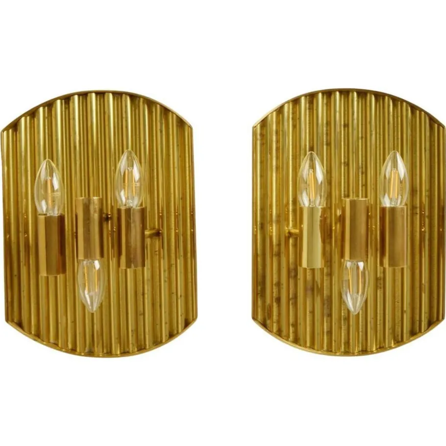 Sale Pamono Vintage Scandinavian Brass Wall Sconces attributed to Alvar Aalto, 1970s, Set of 2