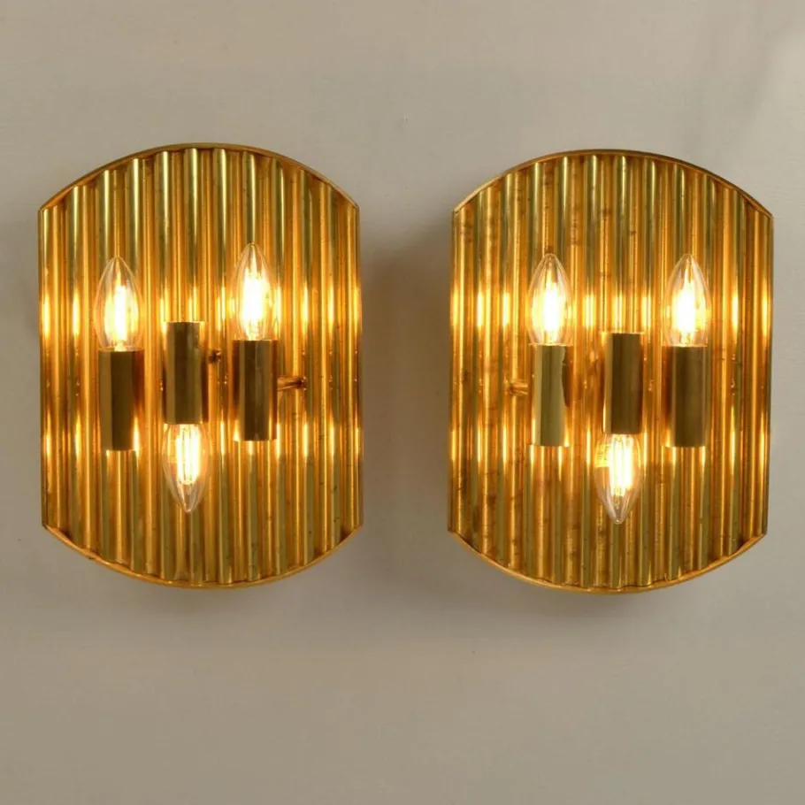 Sale Pamono Vintage Scandinavian Brass Wall Sconces attributed to Alvar Aalto, 1970s, Set of 2
