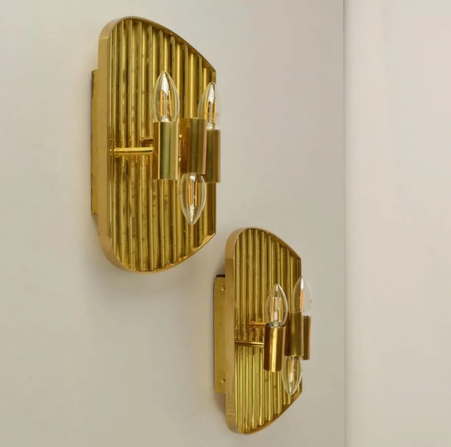 Sale Pamono Vintage Scandinavian Brass Wall Sconces attributed to Alvar Aalto, 1970s, Set of 2