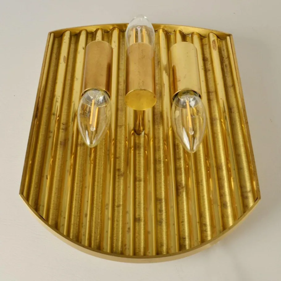 Sale Pamono Vintage Scandinavian Brass Wall Sconces attributed to Alvar Aalto, 1970s, Set of 2