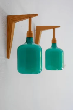 Sale Pamono Vintage Scandinavian Sconces in Opaline Glass and Pine from Lindshammar, 1970, Set of 2