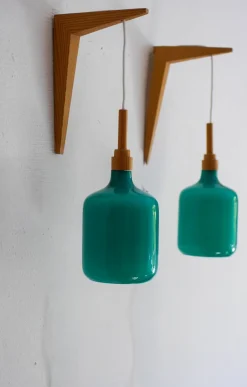 Sale Pamono Vintage Scandinavian Sconces in Opaline Glass and Pine from Lindshammar, 1970, Set of 2