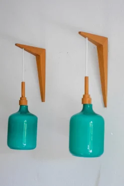 Sale Pamono Vintage Scandinavian Sconces in Opaline Glass and Pine from Lindshammar, 1970, Set of 2