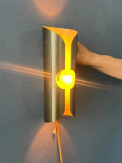 Sale Pamono Vintage Space Age Brushed Steel Wall Lamp from Polam / Raak