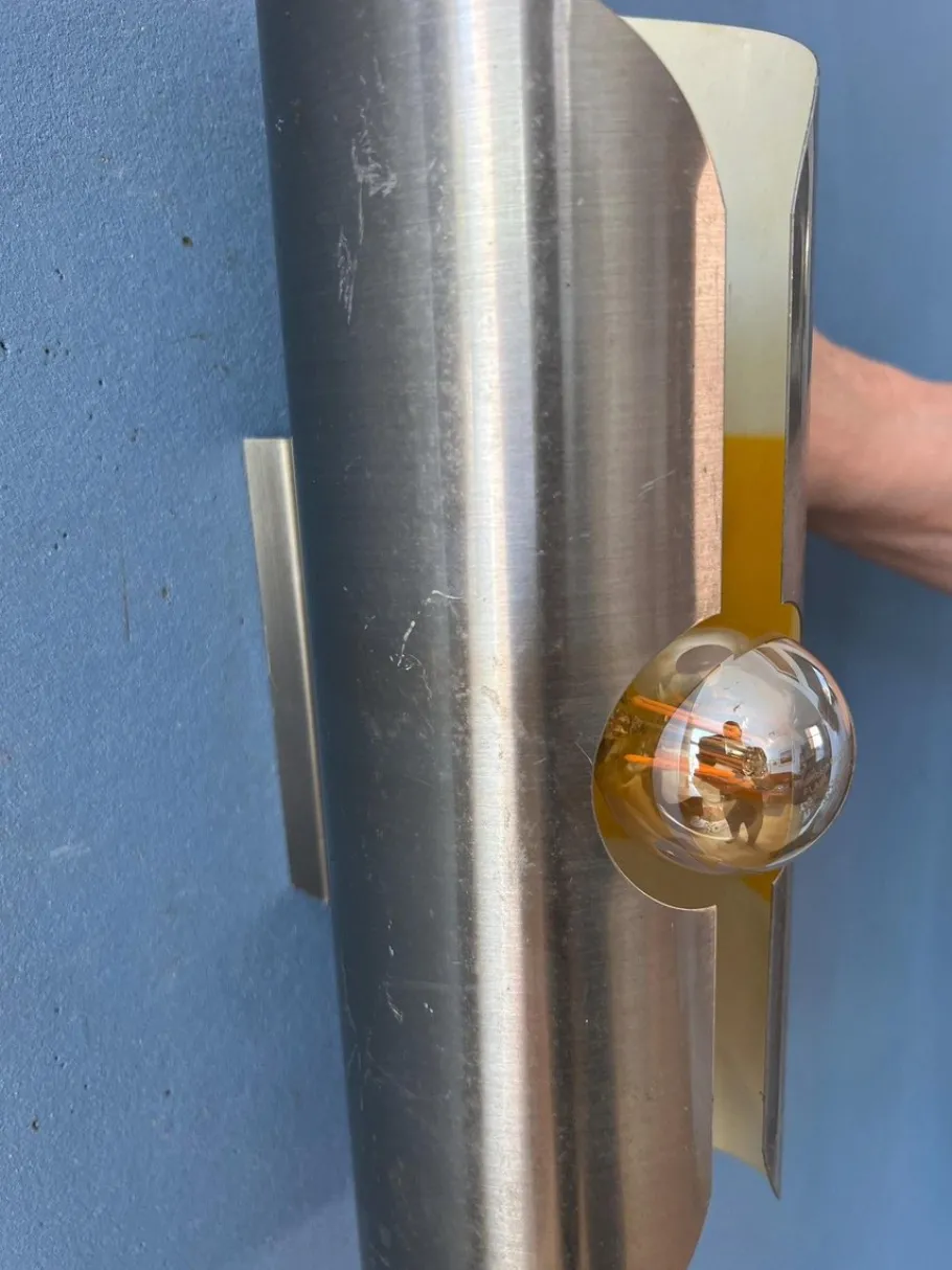 Sale Pamono Vintage Space Age Brushed Steel Wall Lamp from Polam / Raak