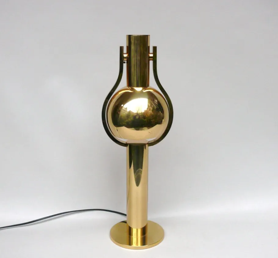Sale Pamono Vintage Space Age Table Lamp in Brass from STAFF, 1970s
