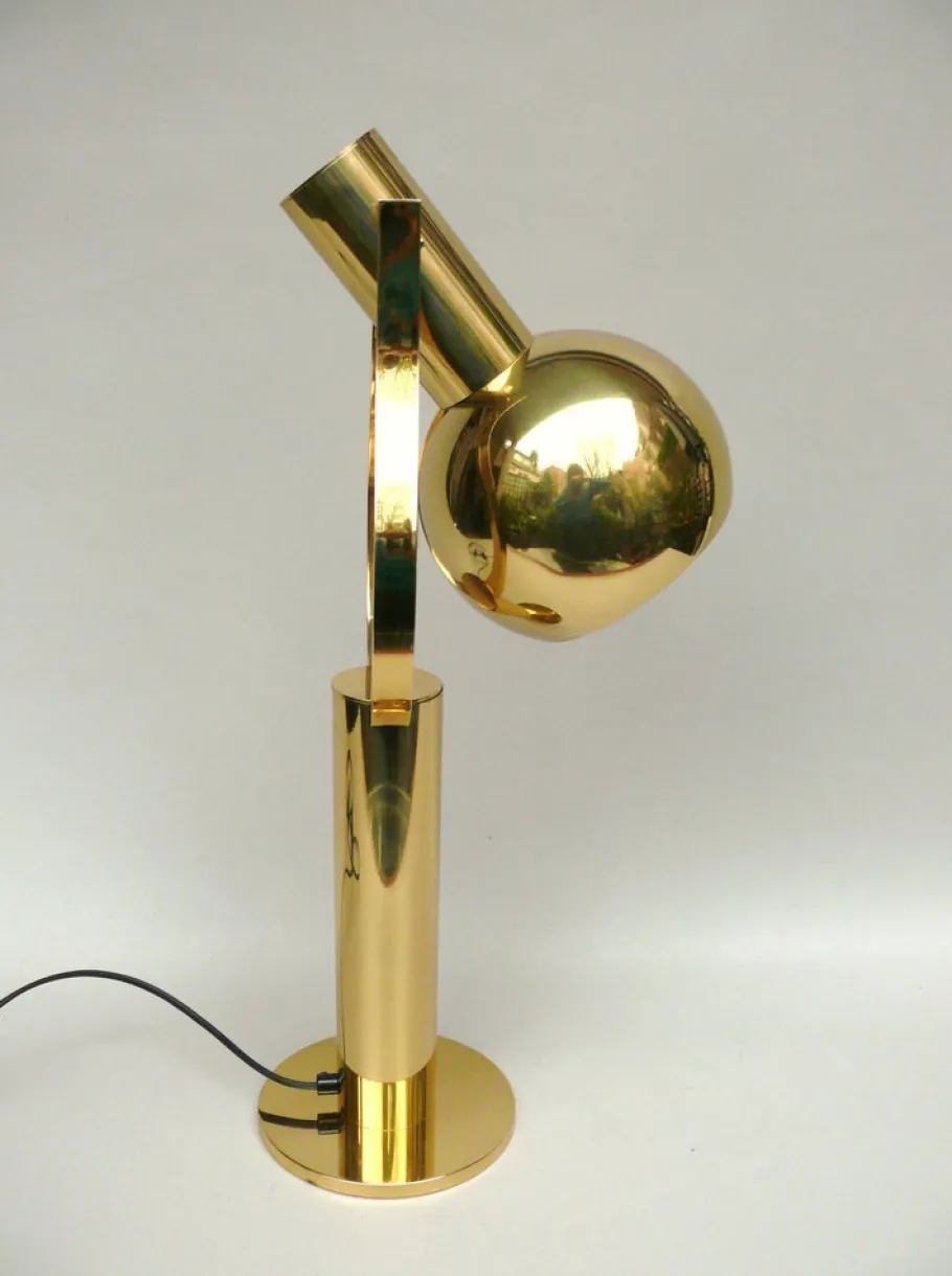 Sale Pamono Vintage Space Age Table Lamp in Brass from STAFF, 1970s
