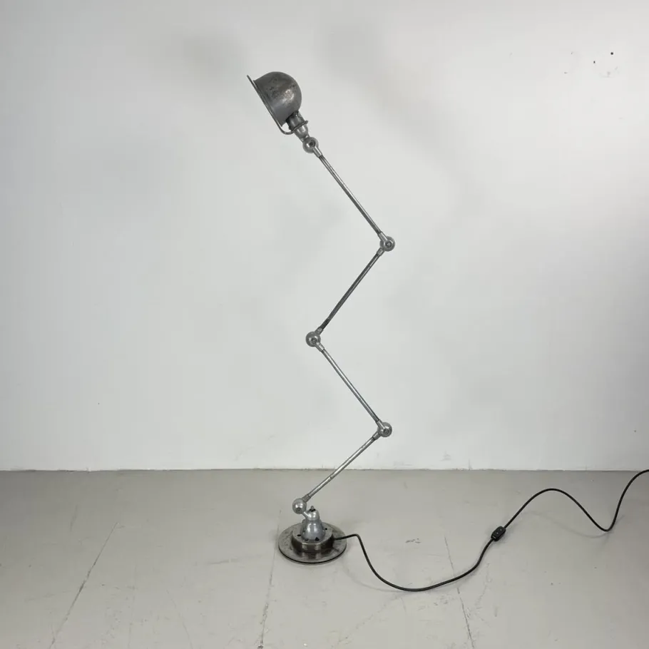 New Pamono Vintage Stripped and Polished 4 Arm Jielde Floor Lamp by Jean-Louis Domecq, 1950s