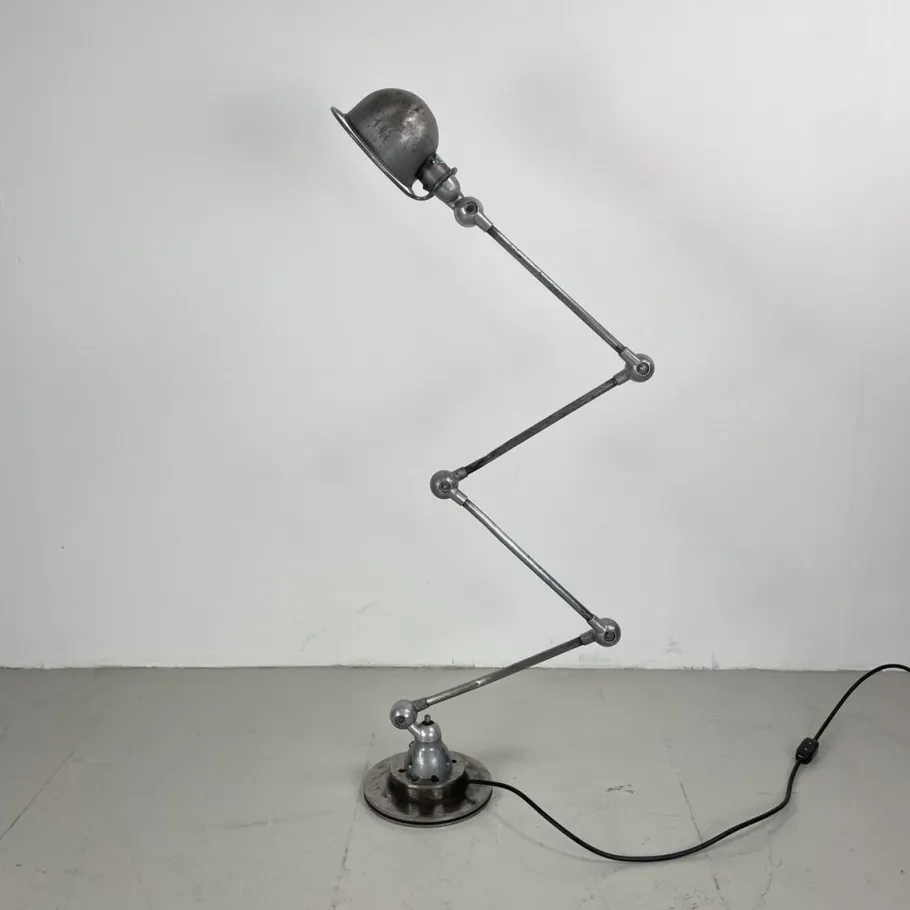 New Pamono Vintage Stripped and Polished 4 Arm Jielde Floor Lamp by Jean-Louis Domecq, 1950s