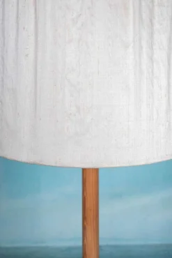 Outlet Pamono Vintage Swedish Wooden Floor Lamp with Pleated Shade, 1960s