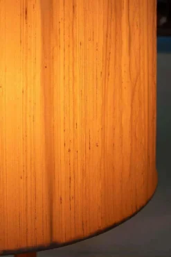 Outlet Pamono Vintage Swedish Wooden Floor Lamp with Pleated Shade, 1960s