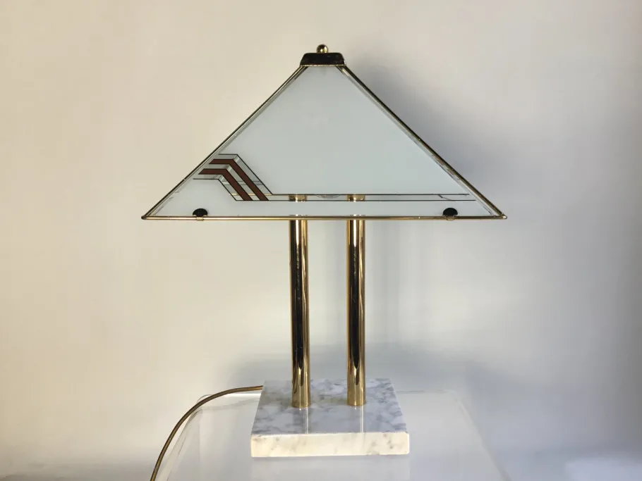 Best Pamono Vintage Table Lamp in Marble Brass and Glass, 1980s