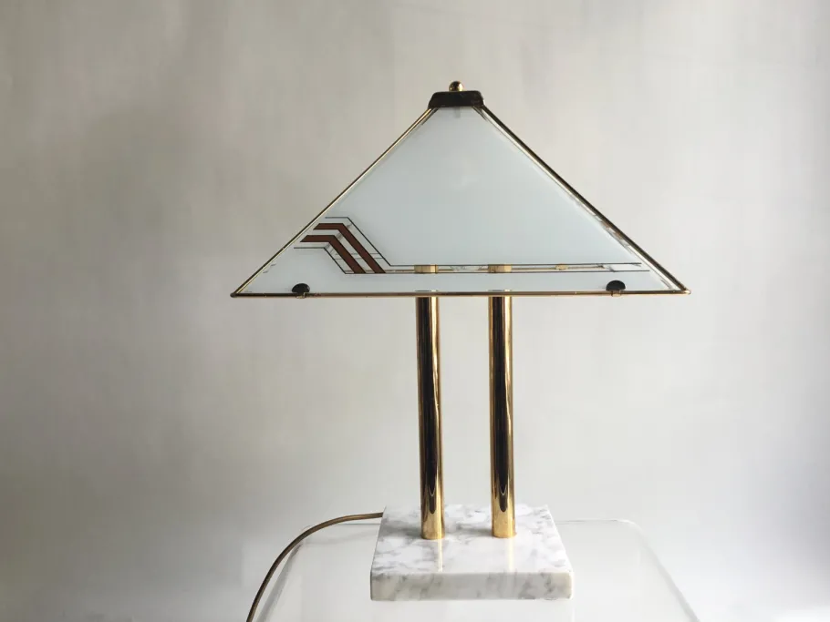 Best Pamono Vintage Table Lamp in Marble Brass and Glass, 1980s