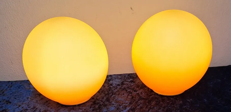 Sale Pamono Vintage Table Lamps Mood Lights in the Shape of Yellow-Orange Glass Ball by Wofi-Leuchten, Set of 2