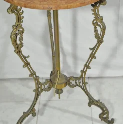 Sale Pamono Vintage Table with Pink Marble Top and Brass Floor Lamp, Italy, 1970s