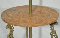 Sale Pamono Vintage Table with Pink Marble Top and Brass Floor Lamp, Italy, 1970s