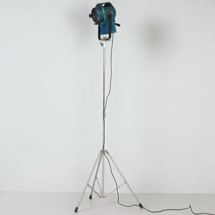 Clearance Pamono Vintage Theater Spotlight in Blue Metal by A.E. Cremer, 1950s