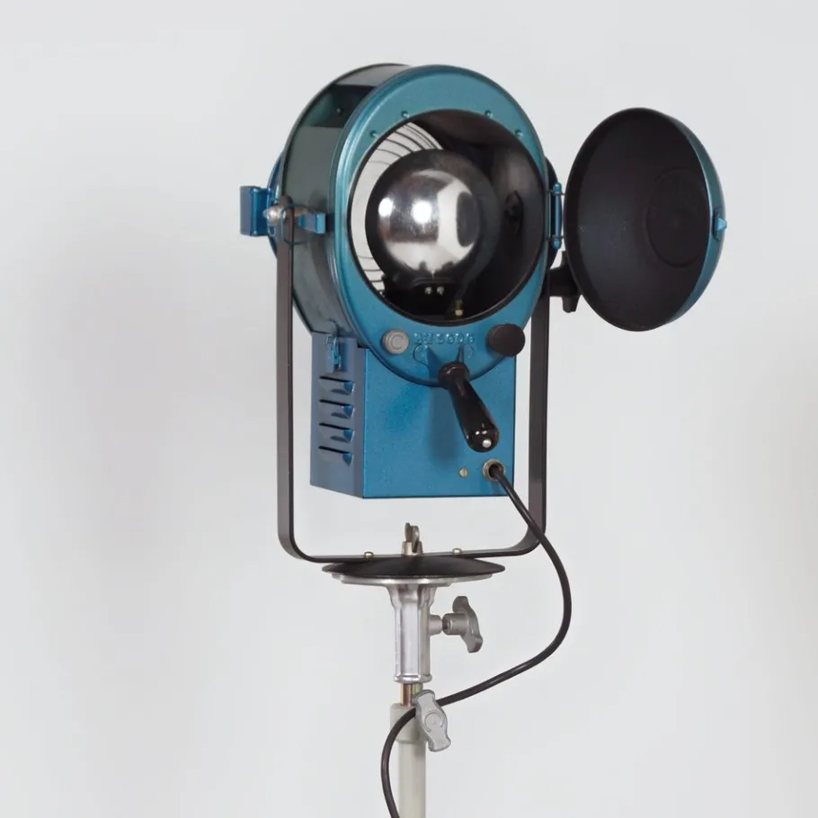Clearance Pamono Vintage Theater Spotlight in Blue Metal by A.E. Cremer, 1950s