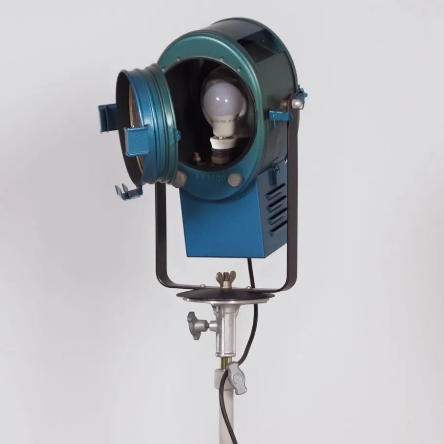 Clearance Pamono Vintage Theater Spotlight in Blue Metal by A.E. Cremer, 1950s