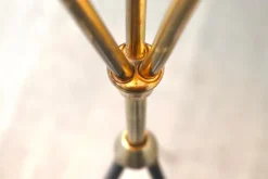 Outlet Pamono Vintage Tripod Floor Lamp in Brass & Plisse, 1950s