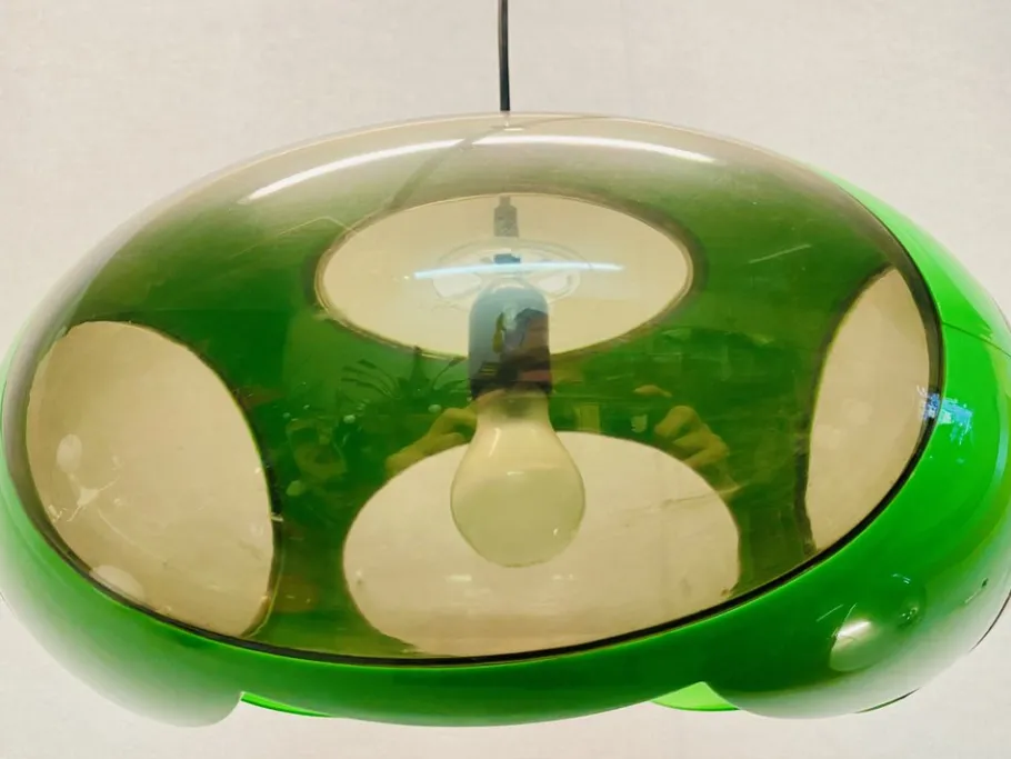 Best Pamono Vintage UFO Ceilings Lamp in Green from Massive Belgium, 1970s