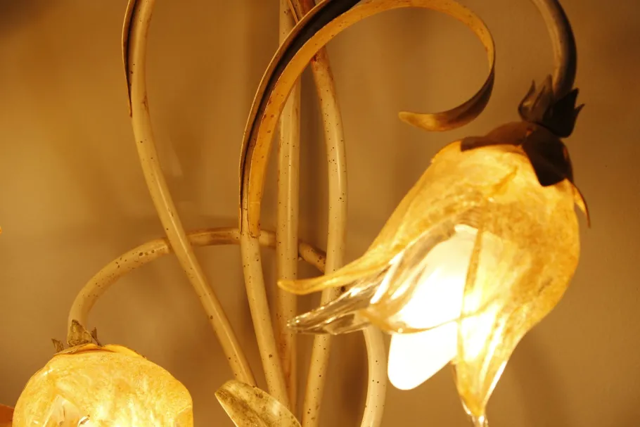 Sale Pamono Vintage Wall Light in Iron and Murano Glass, 2000s