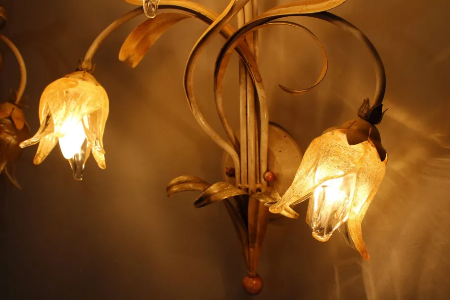 Sale Pamono Vintage Wall Light in Iron and Murano Glass, 2000s