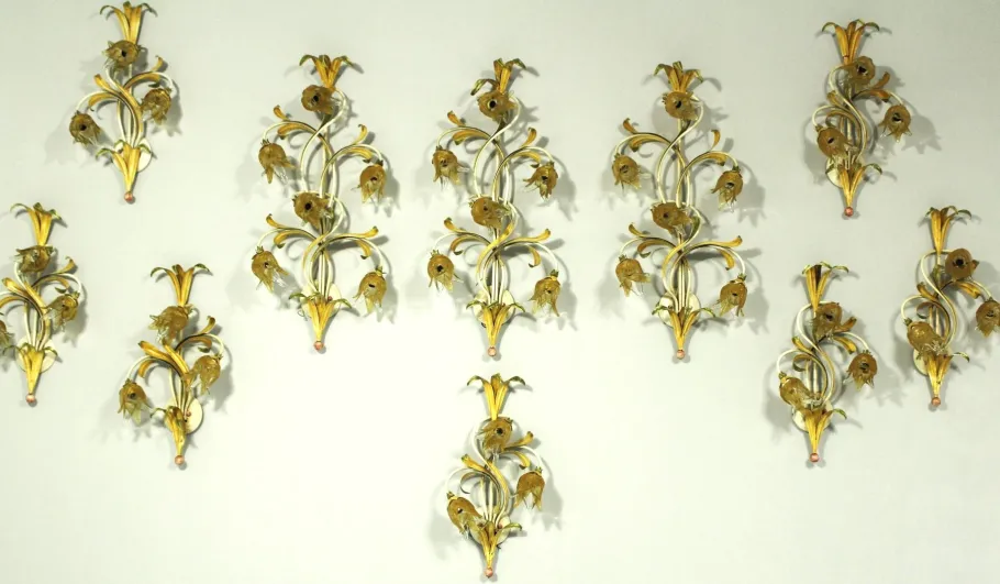 Sale Pamono Vintage Wall Light in Iron and Murano Glass, 2000s