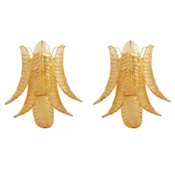 Sale Pamono Vintage Wall Sconces in Amber Murano Glass, 1990s, Set of 2