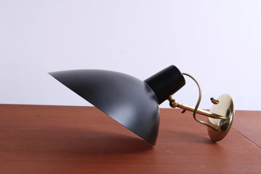 Sale Pamono Visor Black Wall Lamp in Brass by Vittoriano Vigano for Arteluce, 1950s