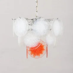 Sale Pamono Vistosi Murano 18 Glass Disc Chandelier Fiocchi Di Neve, Italy, 1970s