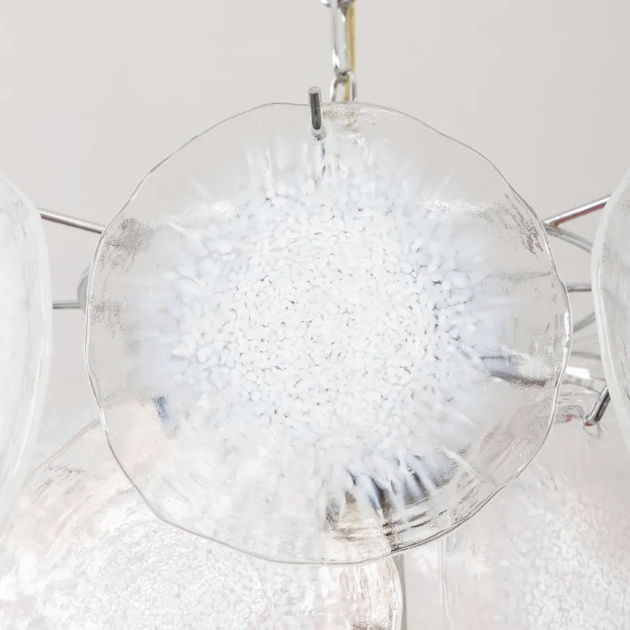 Sale Pamono Vistosi Murano 18 Glass Disc Chandelier Fiocchi Di Neve, Italy, 1970s