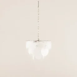 Sale Pamono Vistosi Murano 18 Glass Disc Chandelier Fiocchi Di Neve, Italy, 1970s